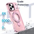 iPhone 17 Pro Max Glitter Hybrid Case with Kickstand - MagSafe Compatible - Pink