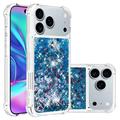 iPhone 17 Pro Max Glitter Quicksand TPU Case - Blue Hearts