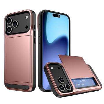 iPhone 17 Pro Max Hybrid Case with Sliding Card Slot - Rose Gold