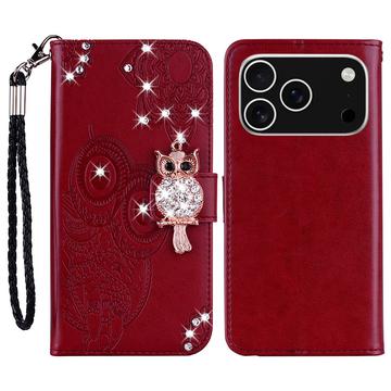 iPhone 17 Pro Max Owl Rhinestone Wallet Case