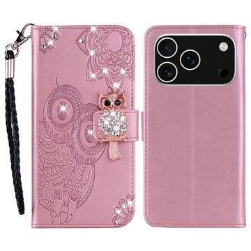 iPhone 17 Pro Max Owl Rhinestone Wallet Case