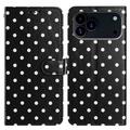 iPhone 17 Pro Max Polka Dot Pattern Wallet Case - Black