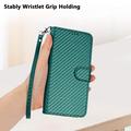 iPhone 17 Pro Max Premium Wallet Case with Strap - Carbon Fiber Texture - Carbon Green
