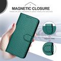 iPhone 17 Pro Max Premium Wallet Case with Strap - Carbon Fiber Texture - Carbon Green