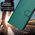 iPhone 17 Pro Max Premium Wallet Case with Strap - Carbon Fiber Texture - Carbon Green