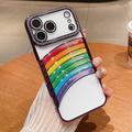 iPhone 17 Pro Max Rainbow Quicksand Hybrid Case with Rhinestone Camera Decor - Purple
