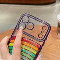 iPhone 17 Pro Max Rainbow Quicksand Hybrid Case with Rhinestone Camera Decor - Purple