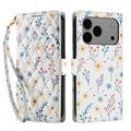 iPhone 17 Pro Max Rhombic Floral Wallet Case - Colorful Flowers