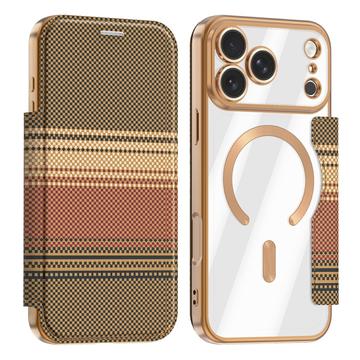 iPhone 17 Pro Max Stylish Magnetic Flip Case with RFID Card Slots - Brown