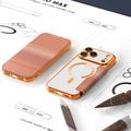 iPhone 17 Pro Max Stylish Magnetic Flip Case with RFID Card Slots - Orange