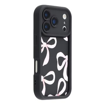 iPhone 17 Pro Max Stylish Shockproof TPU Case with Raised Edges - Black / Big Bow