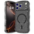iPhone 17 Pro Max Wave-Edge Laser Glitter MagSafe Case - Translucent Black