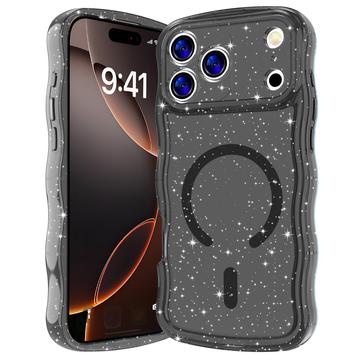 iPhone 17 Pro Max Wave-Edge Laser Glitter MagSafe Case - Translucent Black