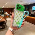 iPhone 17 Pro/18 Pro PC / TPU Cover with Lens Film & Strap - Polka Dot - Green