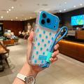 iPhone 17 Pro/18 Pro PC / TPU Cover with Lens Film & Strap - Polka Dot - Sky Blue