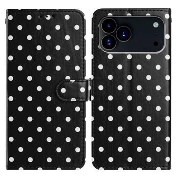 iPhone 17 Pro/18 Pro Polka Dot Pattern Wallet Case - Black