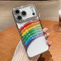 iPhone 17 Pro Rainbow Quicksand Hybrid Case with Rhinestone Camera Decor - Silver
