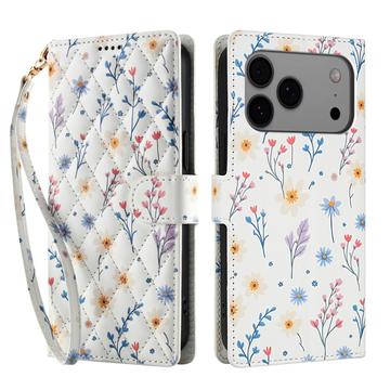 iPhone 17 Pro Rhombic Floral Wallet Case - Colorful Flowers
