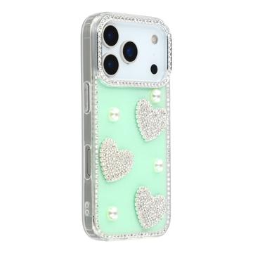 iPhone 17 Pro Sparkling Love and Pearl Hybrid Case - Green