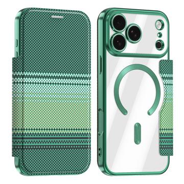 iPhone 17 Pro Stylish Magnetic Flip Case with RFID Card Slots - Blackish Green