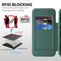 iPhone 17 Pro Stylish Magnetic Flip Case with RFID Card Slots - Blackish Green