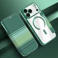iPhone 17 Pro Stylish Magnetic Flip Case with RFID Card Slots - Blackish Green