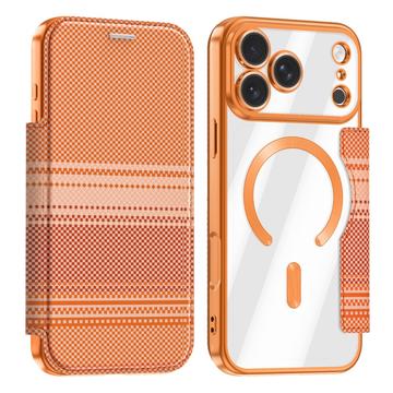 iPhone 17 Pro Stylish Magnetic Flip Case with RFID Card Slots - Orange