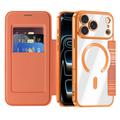 iPhone 17 Pro Stylish Magnetic Flip Case with RFID Card Slots - Orange