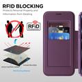 iPhone 17 Pro Stylish Magnetic Flip Case with RFID Card Slots - Purple