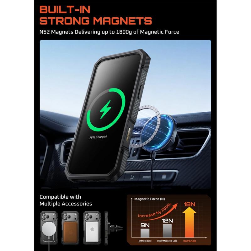 SUPCASE Custodia IPhone 17 Pro 6.3'' Con Supporto E MagSafe: Protezione Militare Unicorn Beetle Grip (Nero)