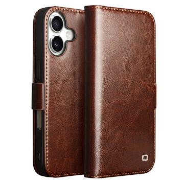 iPhone 17 Qialino Classic Wallet Leather Case - Dark Brown