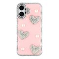 iPhone 17 Sparkling Love and Pearl Hybrid Case - Pink