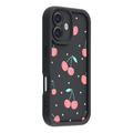 iPhone 17 Stylish Shockproof TPU Case with Raised Edges - Black / Cherries