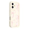 iPhone 17 Stylish Shockproof TPU Case with Raised Edges - White / Big Bow