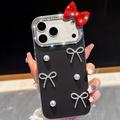 iPhone 18 Pro/17 Pro Pearl Bow Decor Hybrid Case - Black