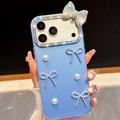 iPhone 18 Pro/17 Pro Pearl Bow Decor Hybrid Case - Sky Blue