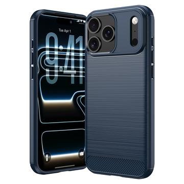 iPhone 18 Pro Brushed TPU Case - Carbon Fiber - Blue