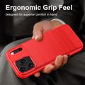 iPhone 18 Pro Brushed TPU Case - Carbon Fiber - Red