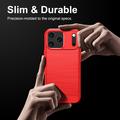 iPhone 18 Pro Brushed TPU Case - Carbon Fiber - Red