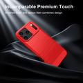 iPhone 18 Pro Brushed TPU Case - Carbon Fiber - Red