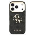 iPhone 18 Pro Guess 4G Metal Logo Gold Frame Case - Black