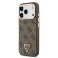 iPhone 18 Pro Guess 4G Strass Triangle Logo Gold Frame MagSafe Case - Brown