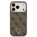 iPhone 18 Pro Guess 4G Strass Triangle Logo Gold Frame MagSafe Case - Brown