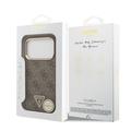 iPhone 18 Pro Guess 4G Strass Triangle Logo Gold Frame MagSafe Case - Brown