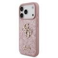 iPhone 18 Pro Guess Fixed Glitter 4G Metal Logo Case - Pink
