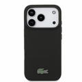 iPhone 18 Pro Lacoste Iconic Petit Pique Metal Logo Case - MagSafe Compatible - Black