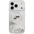 iPhone 18 Pro Max/17 Pro Max Karl Lagerfeld Liquid Glitter Karl & Choupette Heads MagSafe Case - Transparent