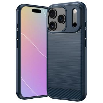 iPhone 18 Pro Max Brushed TPU Case - Carbon Fiber - Blue