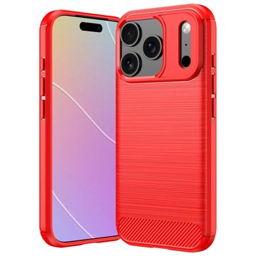 iPhone 18 Pro Max Brushed TPU Case - Carbon Fiber - Red