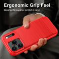 iPhone 18 Pro Max Brushed TPU Case - Carbon Fiber - Red